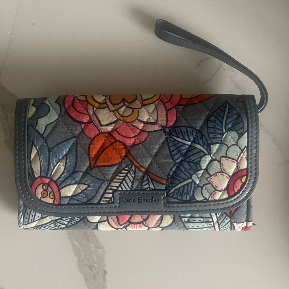 Vera Bradley floral blue wallet clutch purse